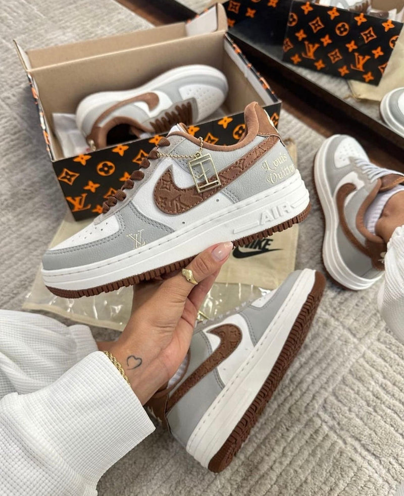 Air Force 1 L0uis Vu1tton  marrom lançamento oferta + relógio de brinde