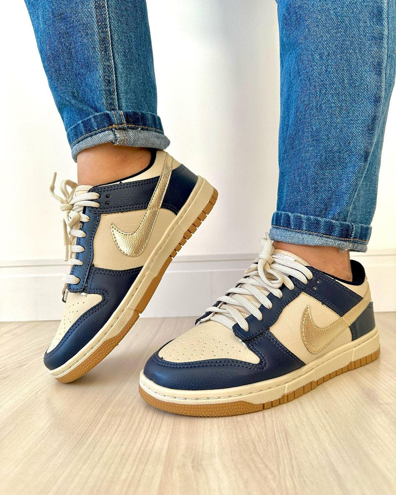 Dunk Low lançamento Azul Marinho com Dourado + Relógio de Brinde