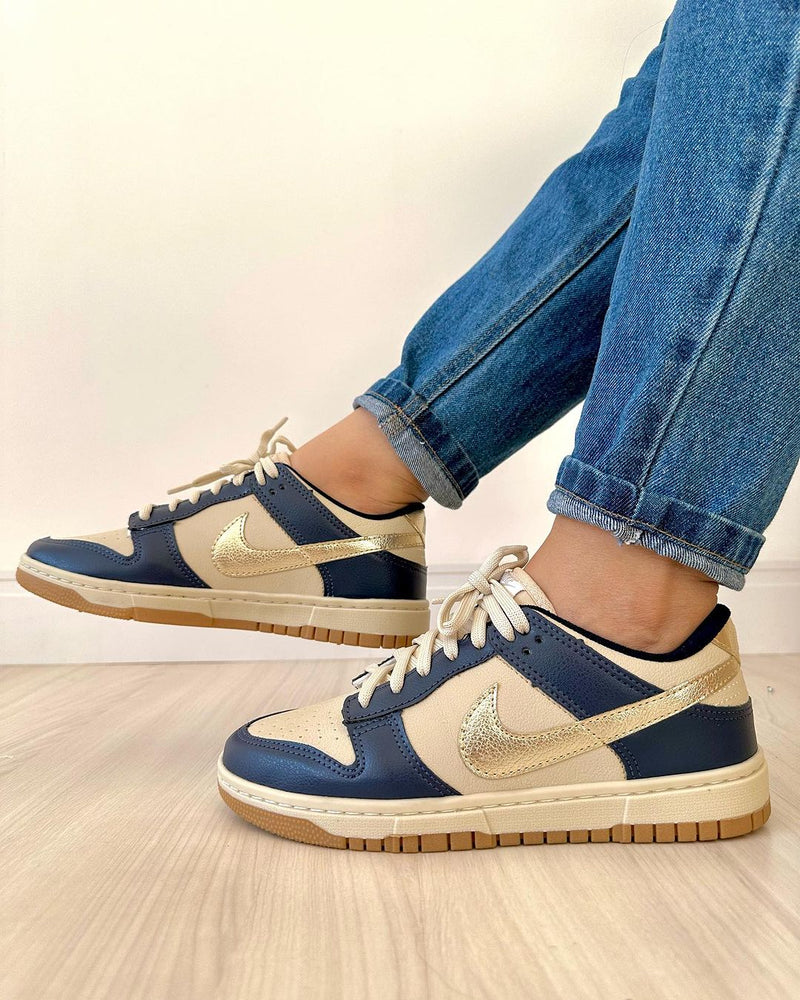 Dunk Low lançamento Azul Marinho com Dourado + Relógio de Brinde